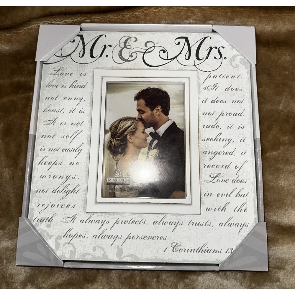 Mr and Mrs Wedding Picture Frame 5x7 Malden International 1 Corinthians Love